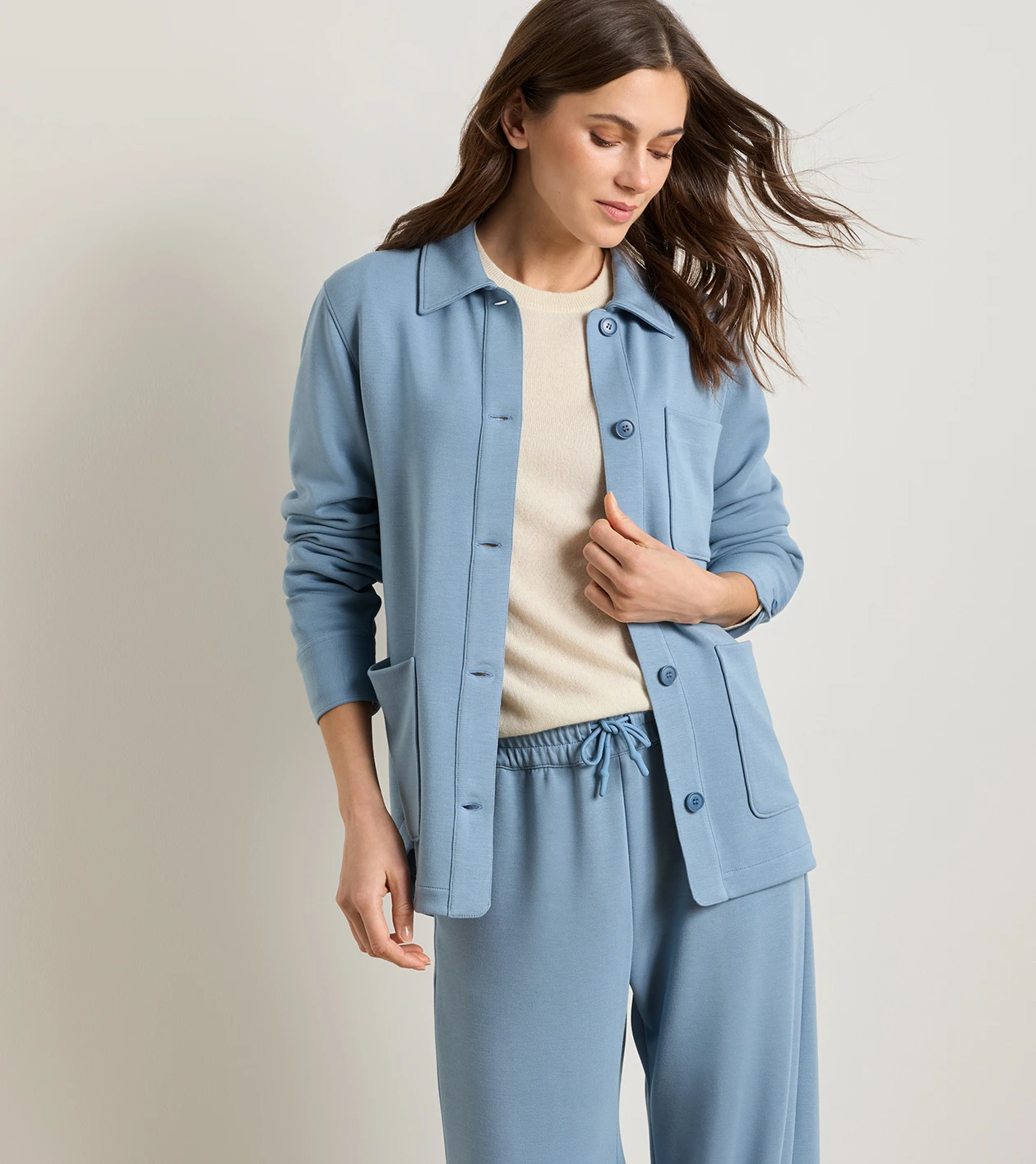 Flora Knit Chore Coat in RAINWATER - Alternate Image 1