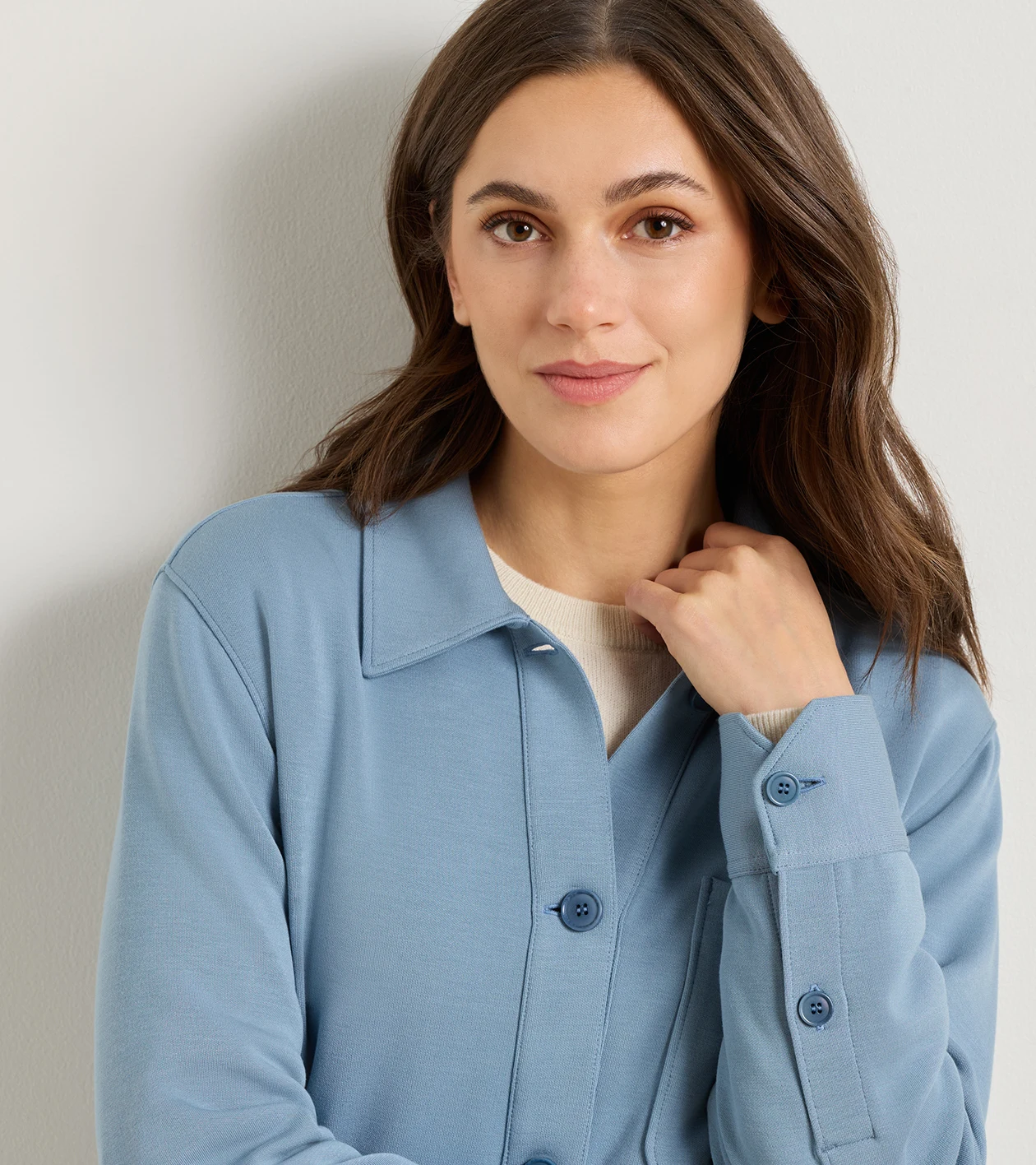 Flora Knit Chore Coat in RAINWATER - Alternate Image 4