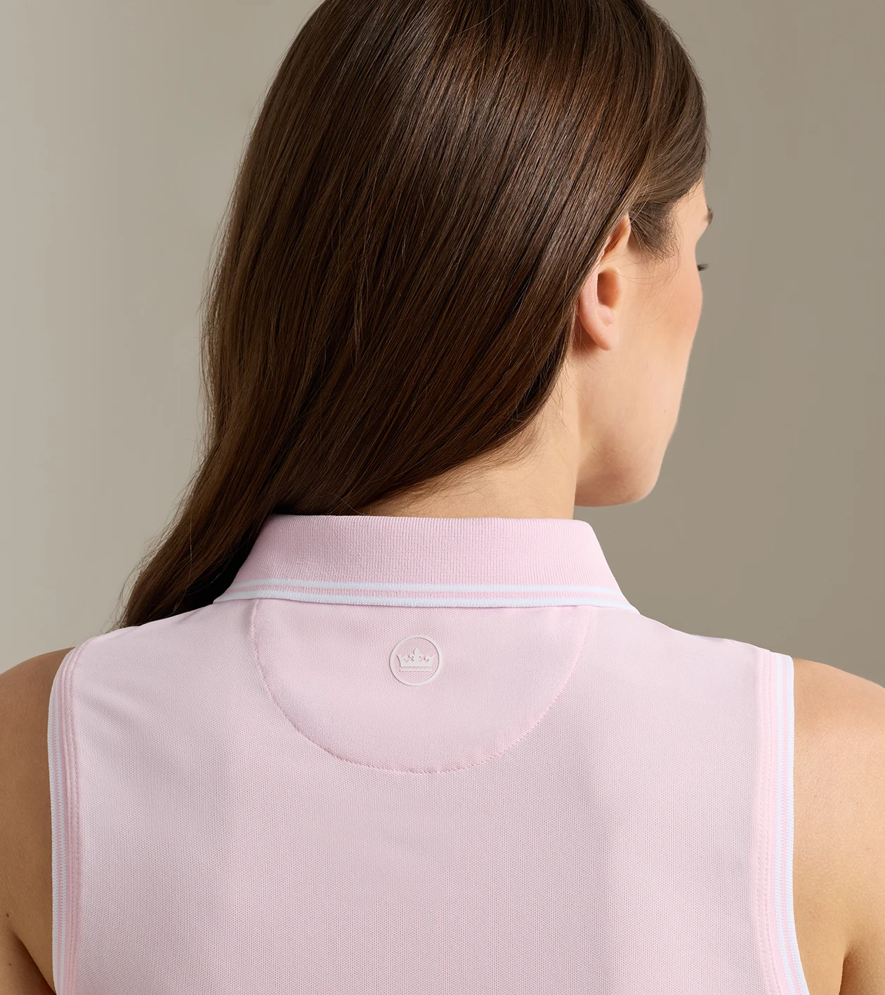 Canterbury Tipped Sport Mesh Sleeveless Polo in PEARL PINK/WHITE - Alternate Image 3