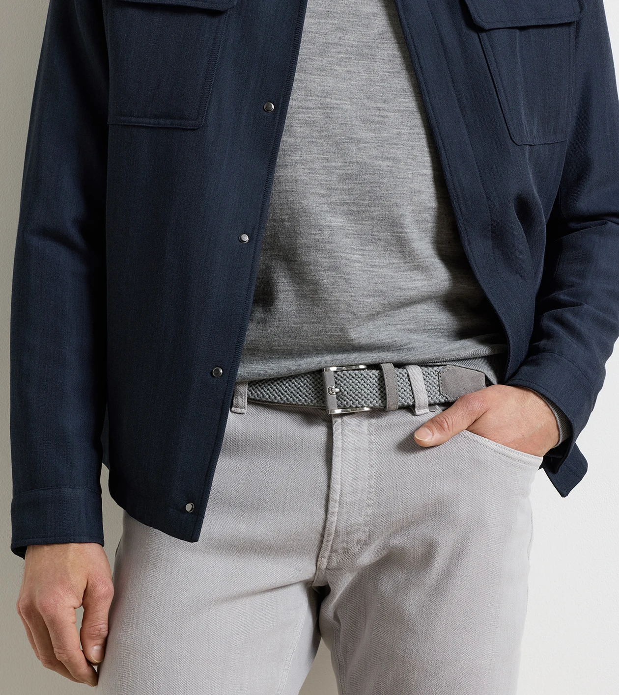 Crafted Woven Belt in Nickel - Alternate Image 1