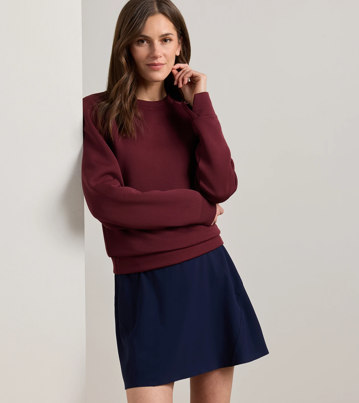 Lumi-Knit Performance Crewneck in OX BLOOD - Alternate Image 1