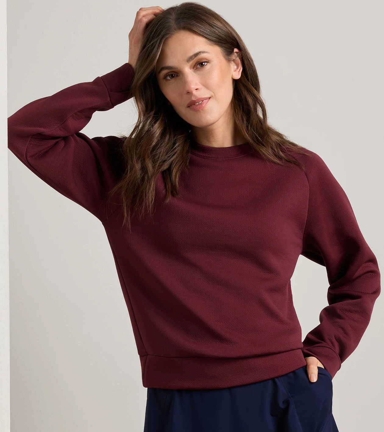 Lumi-Knit Performance Crewneck in OX BLOOD - Alternate Image 4