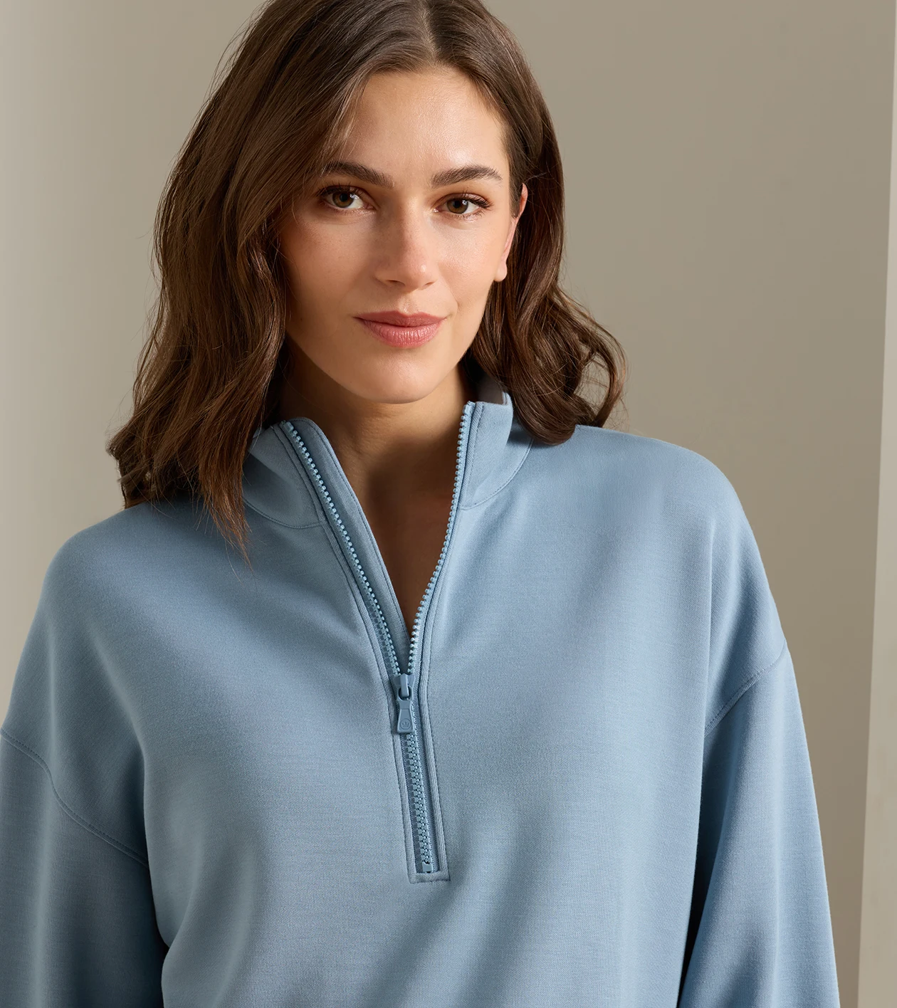 Flora Knit Half-Zip Pullover in RAINWATER - Alternate Image 4