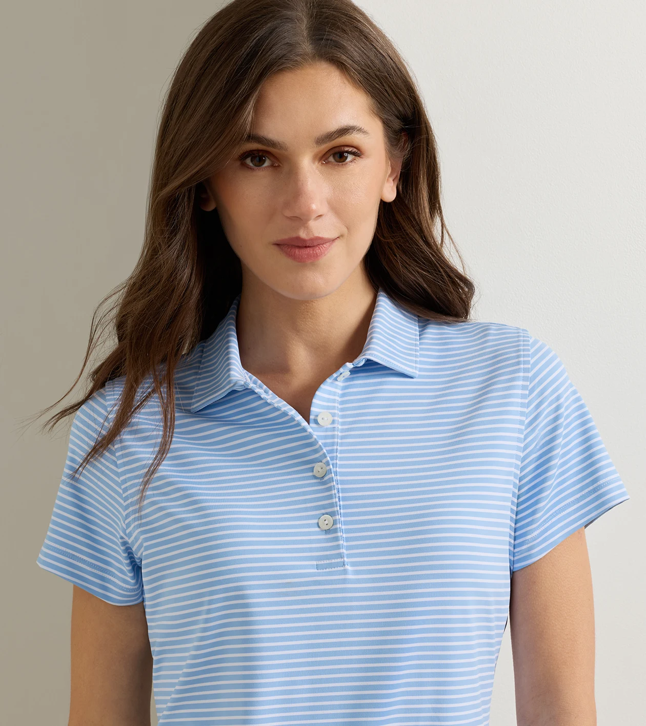 Harbour Stripe Short-Sleeve Jersey Polo in Cottage Blue - Alternate Image 4