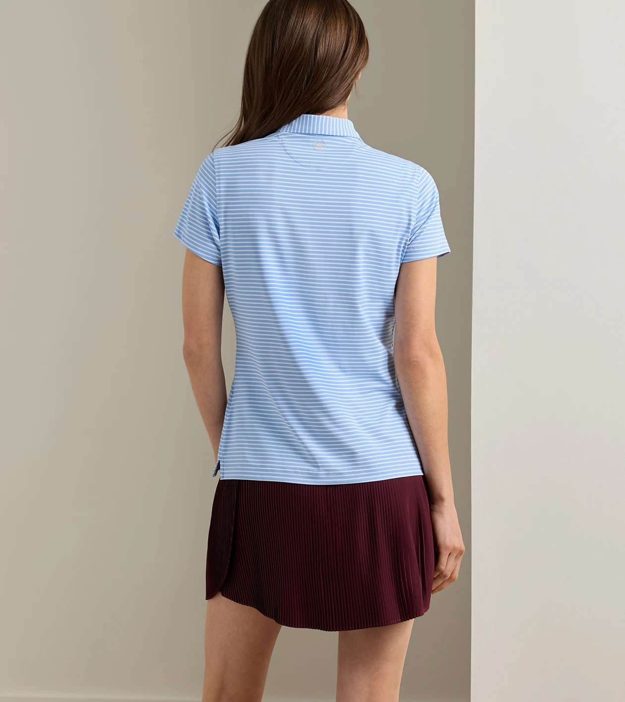Harbour Stripe Short-Sleeve Jersey Polo in Cottage Blue - Alternate Image 2