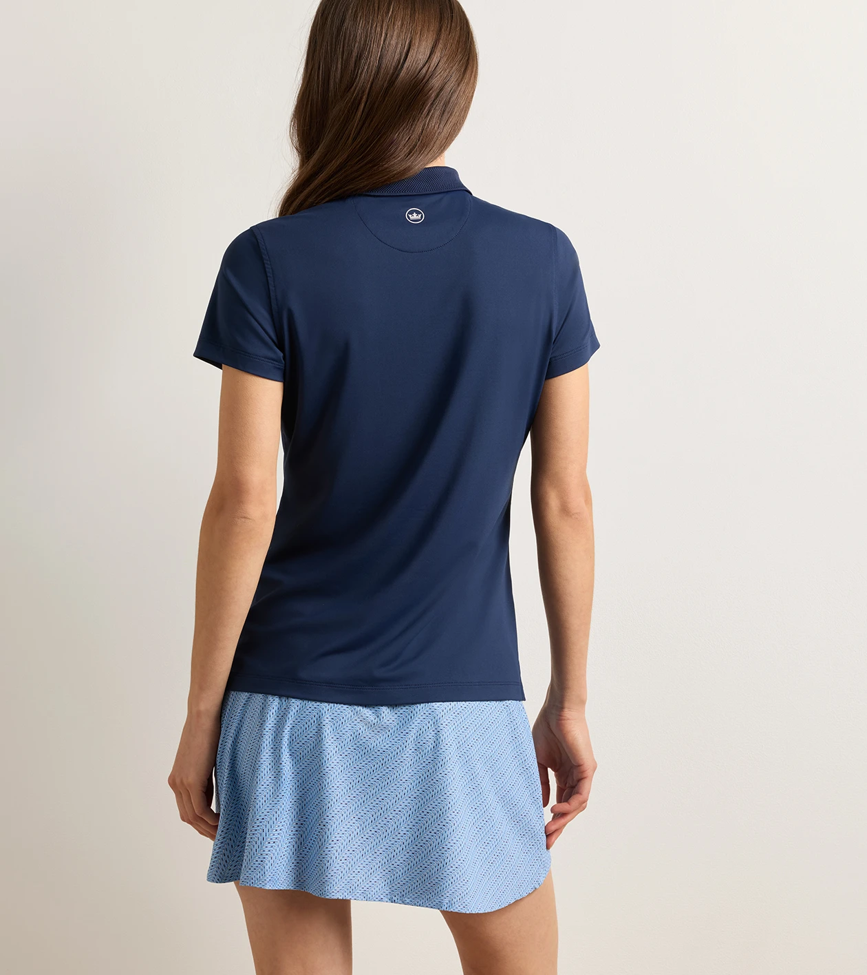 Keswick Zip Neck Short-Sleeve Polo in Navy - Alternate Image 2