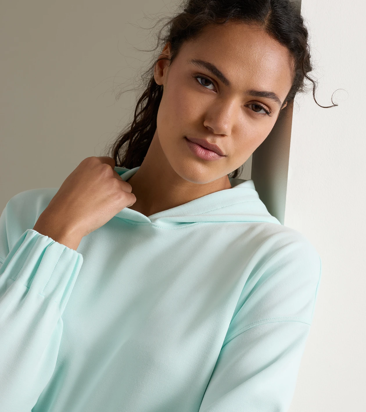 Flora Knit Melange Hoodie in OCEAN AIR - Alternate Image 4