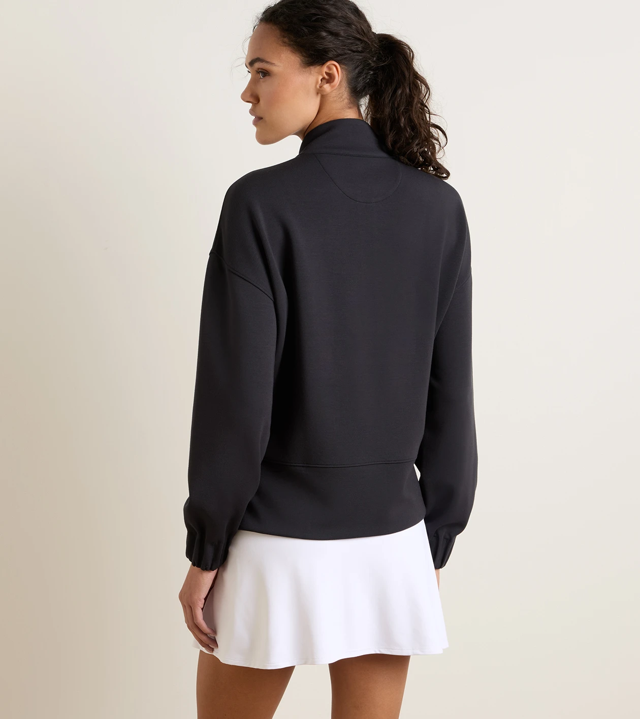 Flora Knit Half-Zip Pullover in Black - Alternate Image 2
