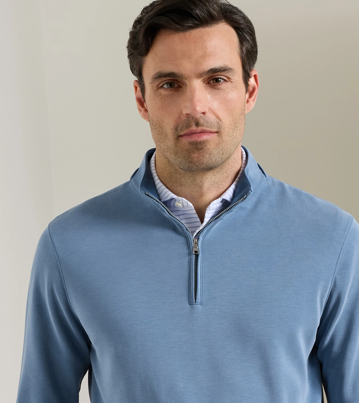 Soft Suede Performance Quarter-Zip in WINDY BLUE - Alternate Image 3