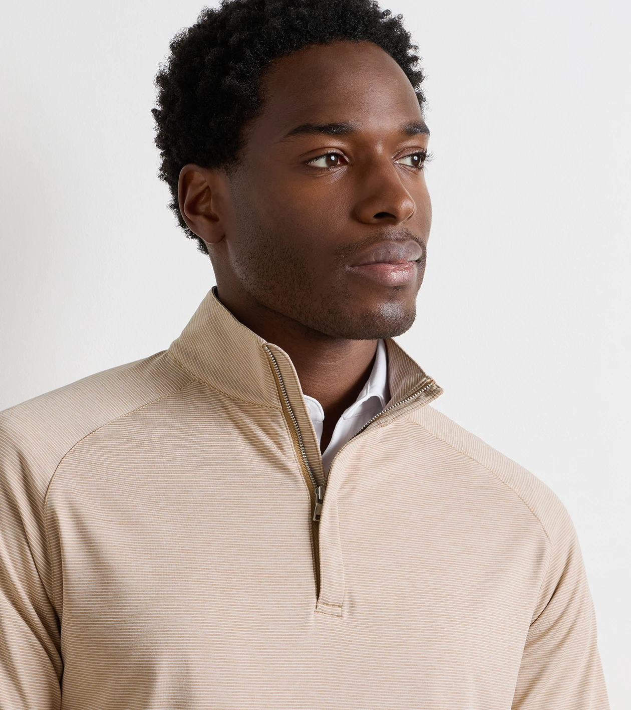 Stealth Stripe Performance Quarter-Zip in LIGHT NUTMEG - Alternate Image 3