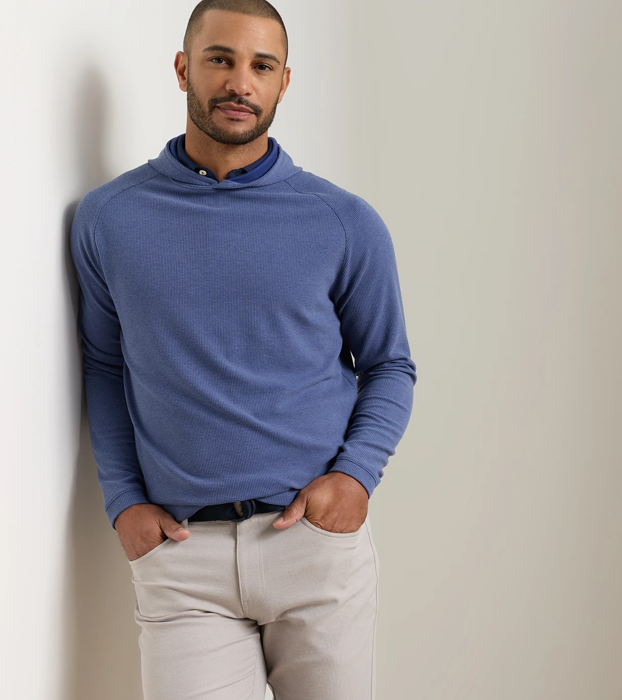 Pine Waffle Performance Hoodie in BALI BLUE - Alternate Image 1