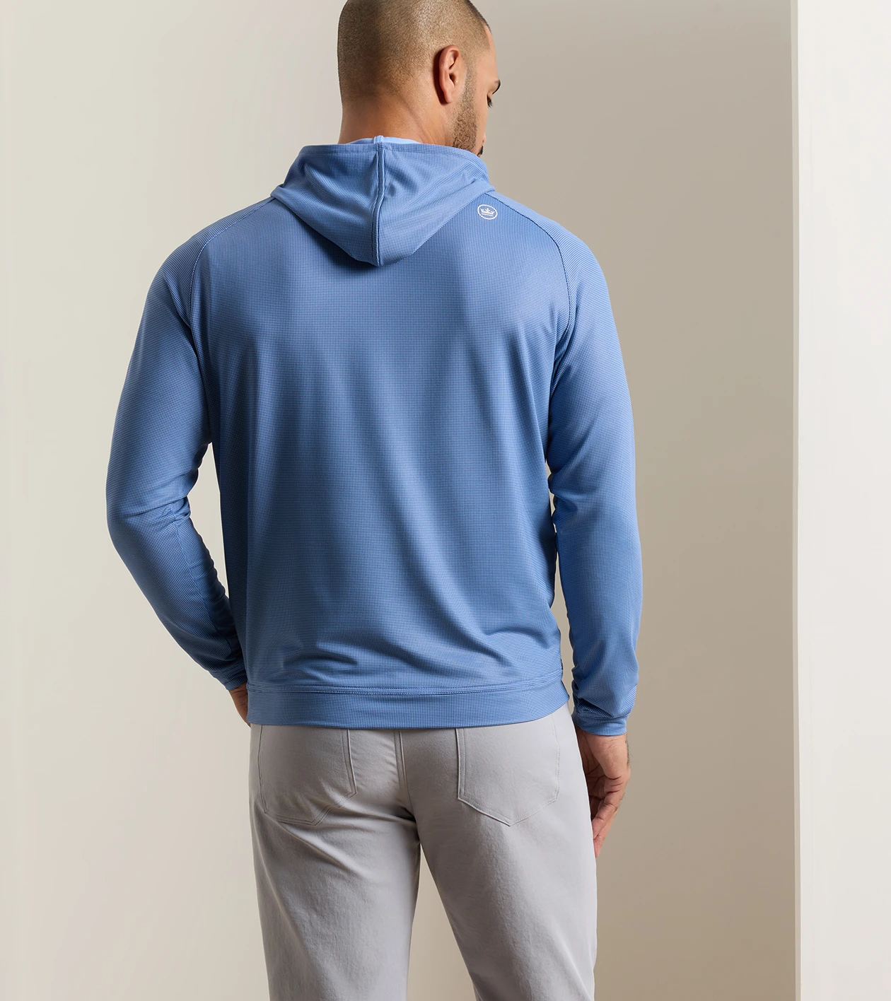 Pine Houndstooth Performance Hoodie in BALI BLUE - Alternate Image 2