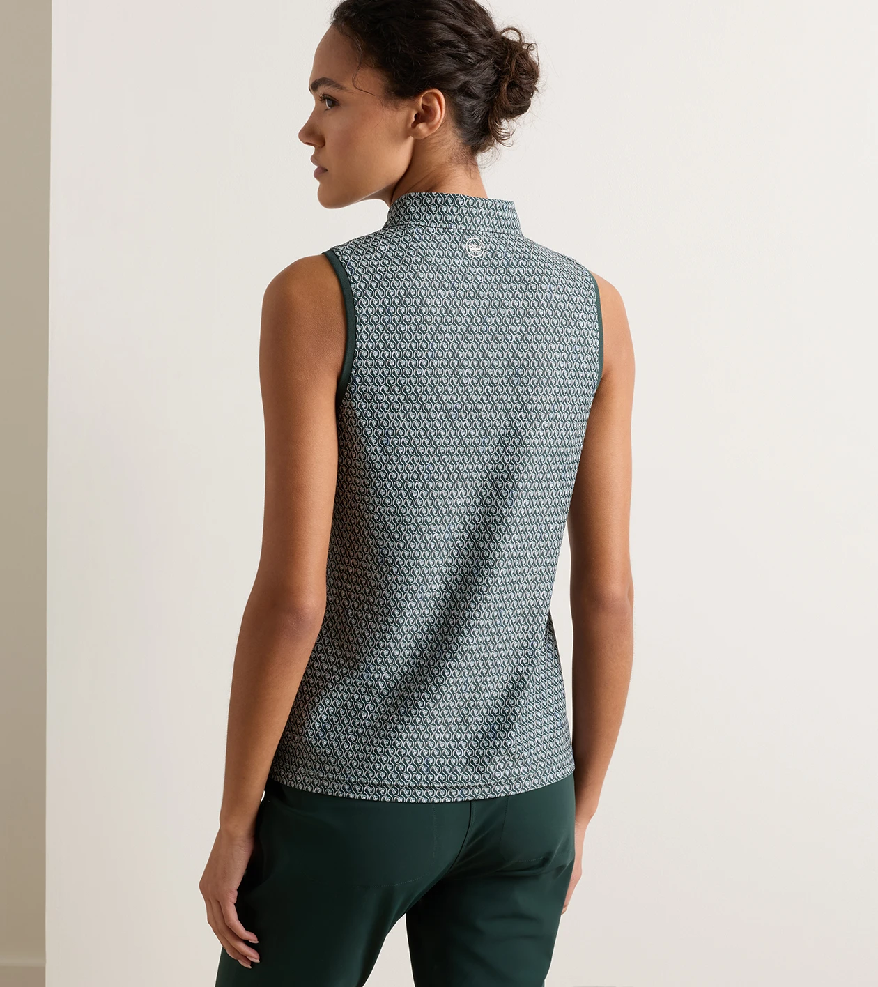 Fresh Cut Banded Sport Mesh Sleeveless Button Polo in PINE BROOK - Alternate Image 2