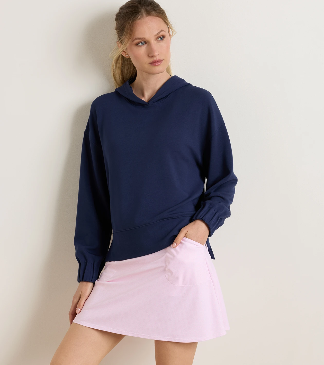 Flora Knit Hoodie in Navy - Alternate Image 1
