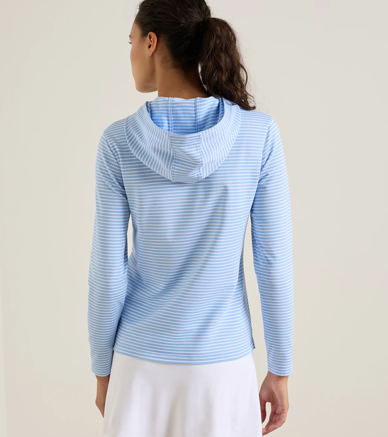 Pine Harbour Stripe Performance Hoodie in Cottage Blue - Alternate Image 2
