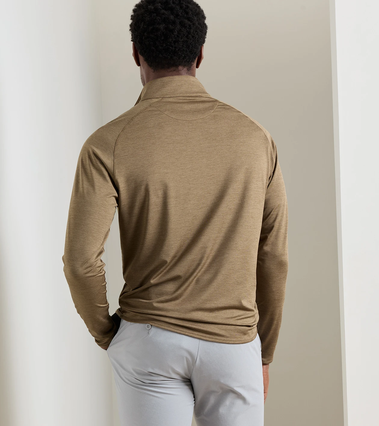 Stealth Performance Quarter-Zip in LIGHT MOCHA - Alternate Image 2