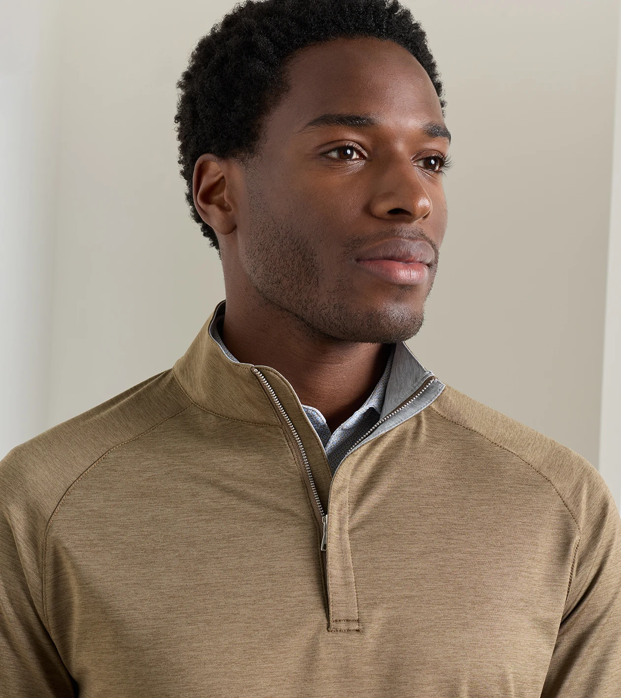 Stealth Performance Quarter-Zip in LIGHT MOCHA - Alternate Image 3