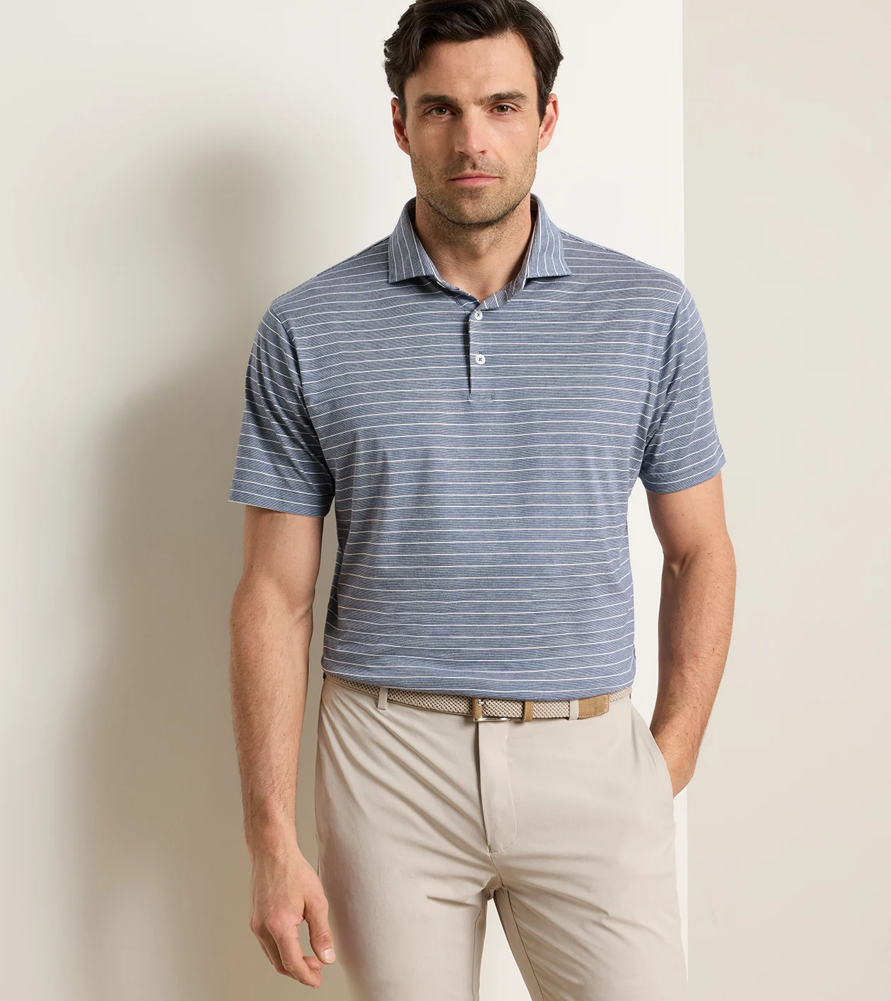 Excursionist Flex Striped Short-Sleeve Polo in Navy - Alternate Image 1