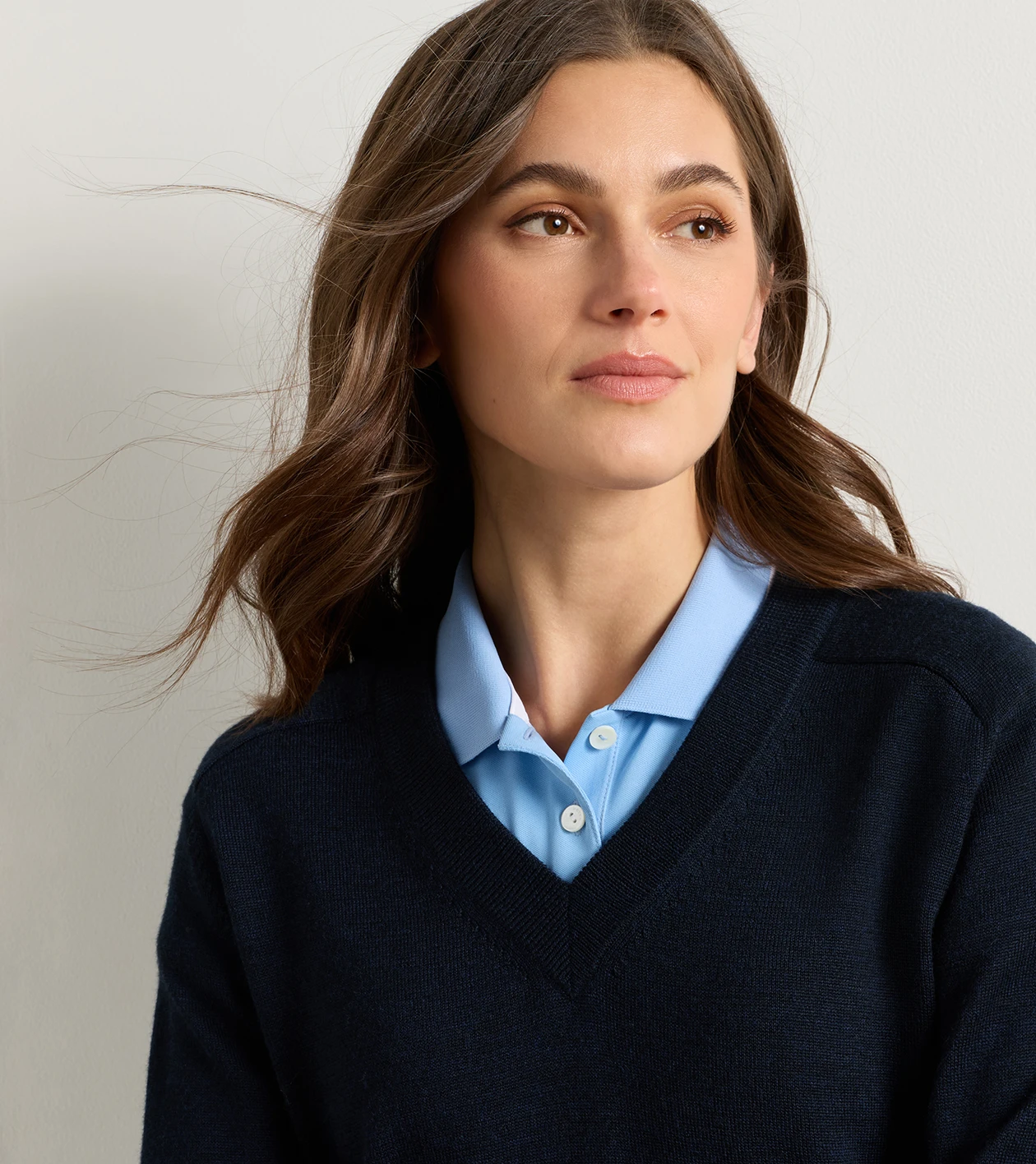 Solarspun Sport Merino V-Neck Sweater in Navy - Alternate Image 3