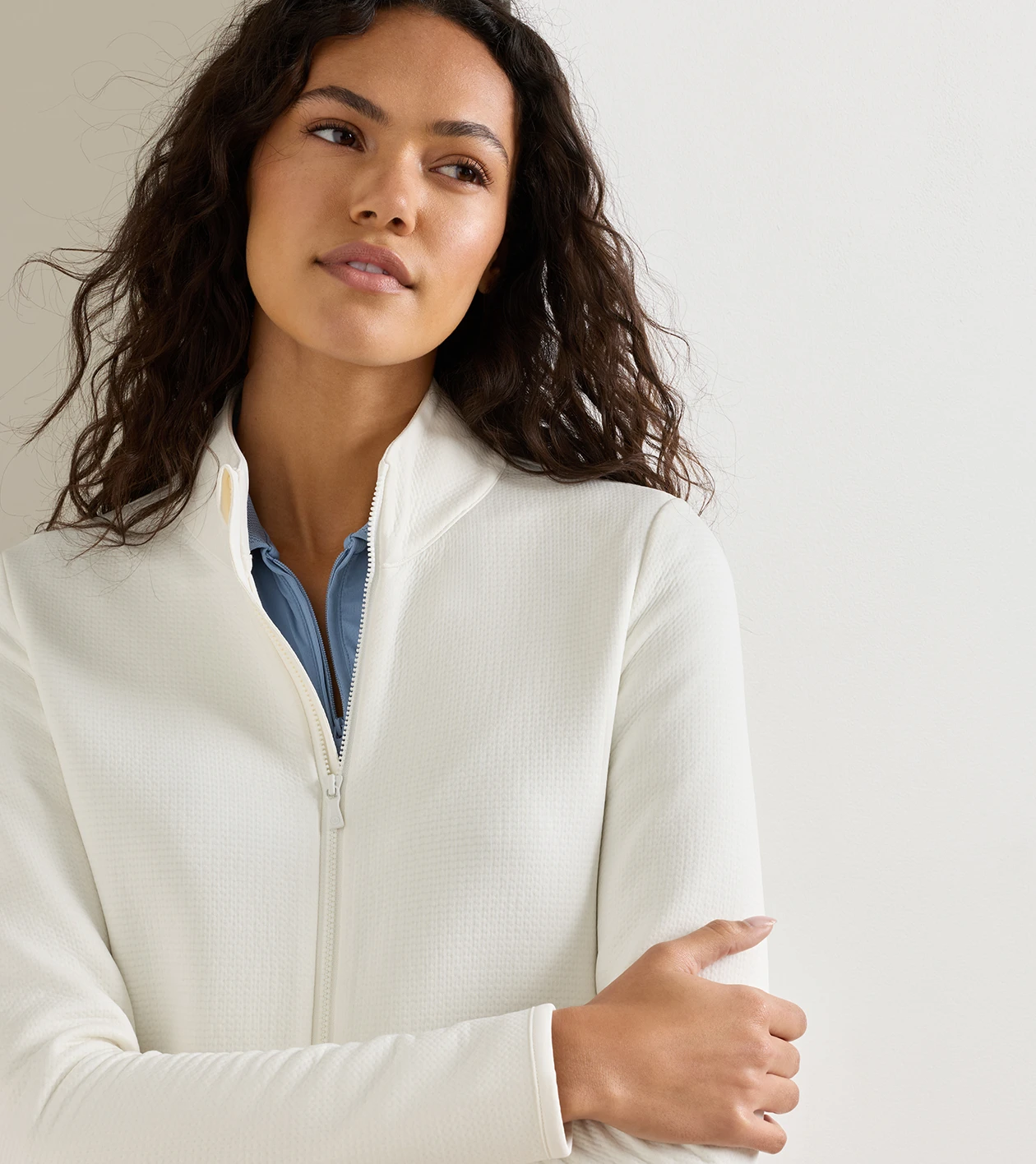 Lumi-Knit Performance Full Zip in SOFT WHITE - Alternate Image 4
