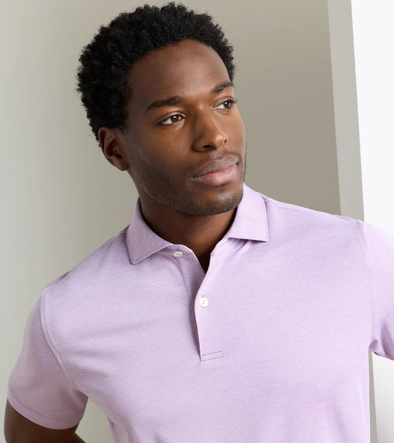 Treble Performance Jersey Polo in SOFT ORCHID - Alternate Image 4