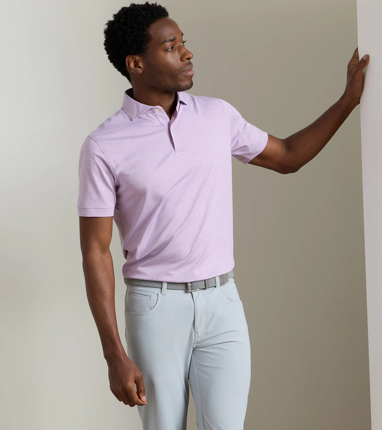 Treble Performance Jersey Polo in SOFT ORCHID - Alternate Image 1