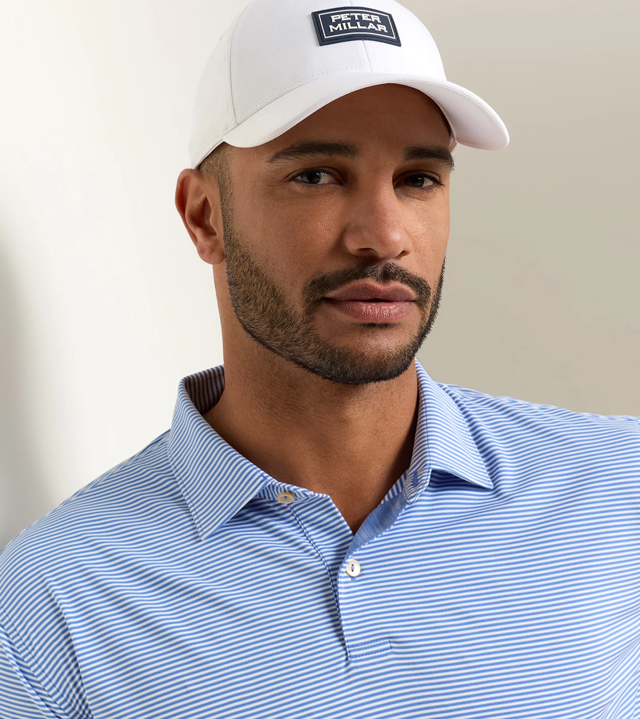 Featherweight Market Stripe Long-Sleeve Performance Polo in HYPER BLUE - Alternate Image 3