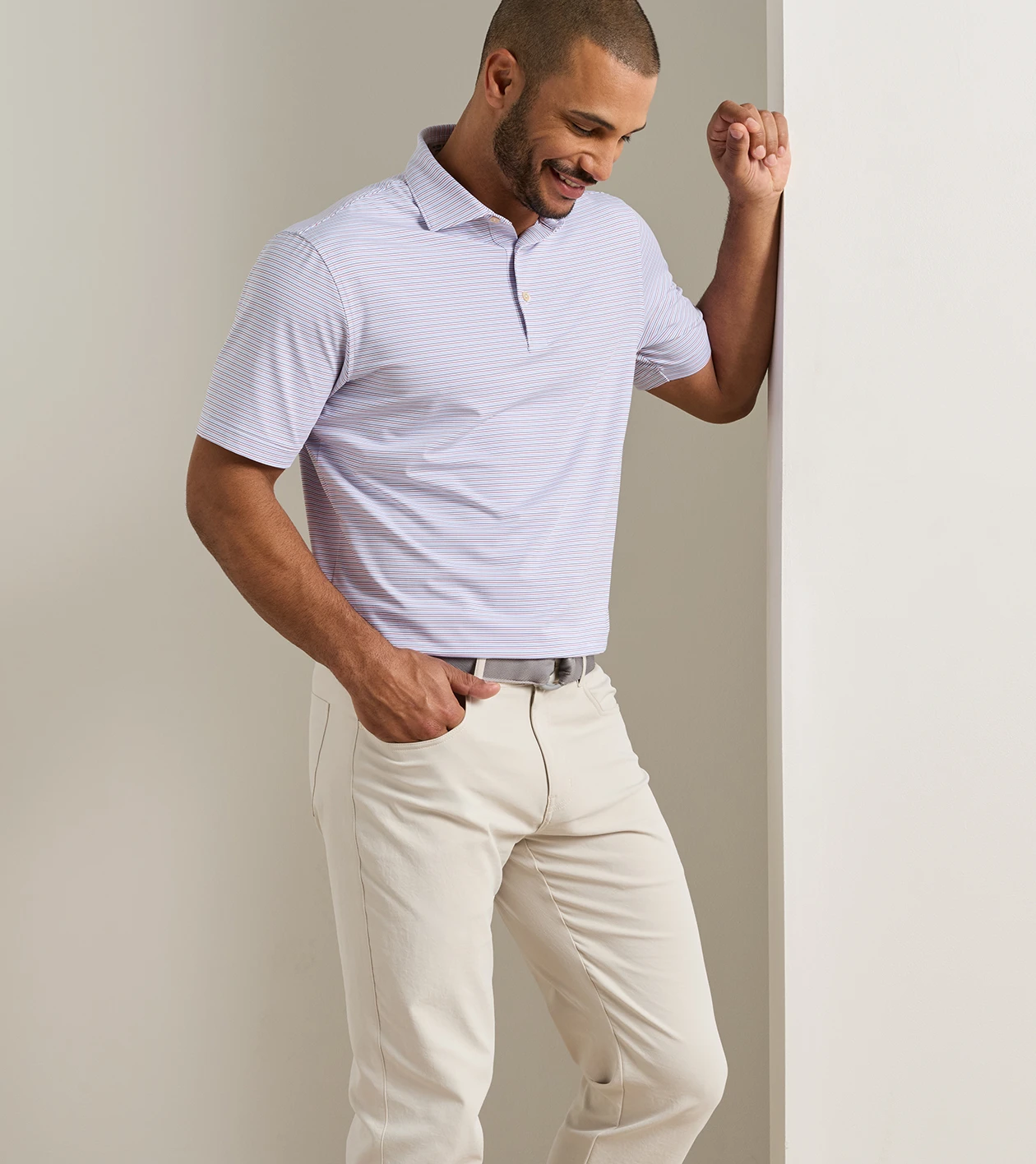 Pierce Performance Jersey Polo in White - Alternate Image 1
