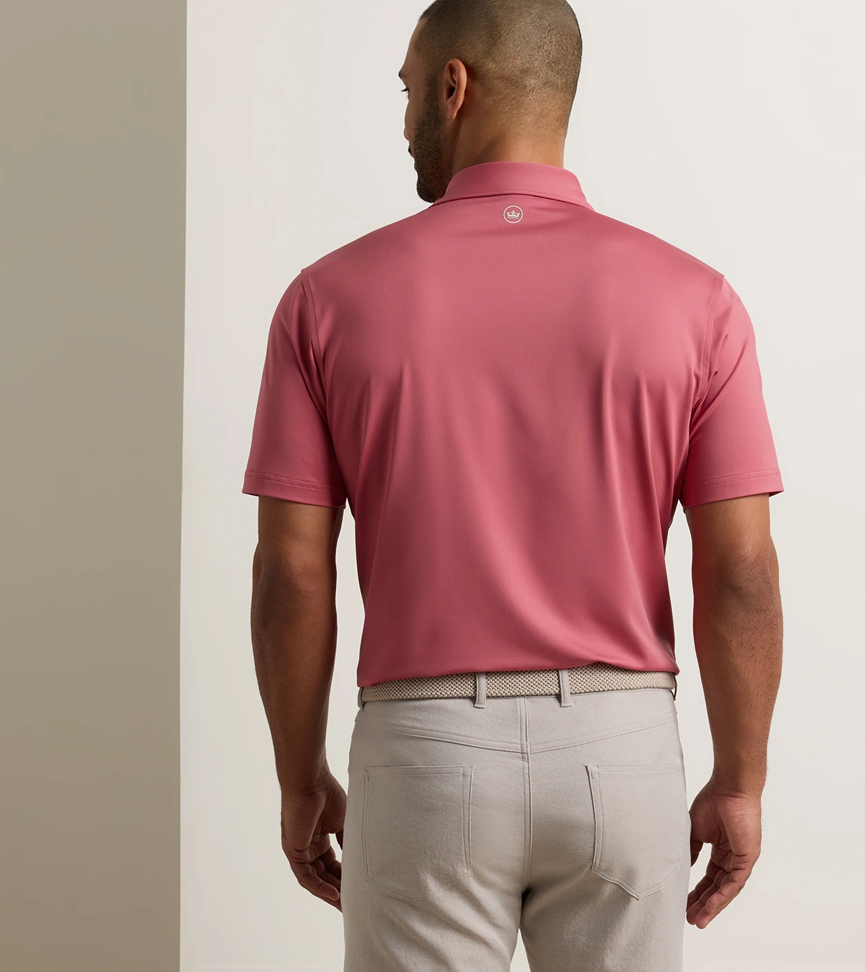 Solid Performance Jersey Polo in RED CORAL - Alternate Image 2