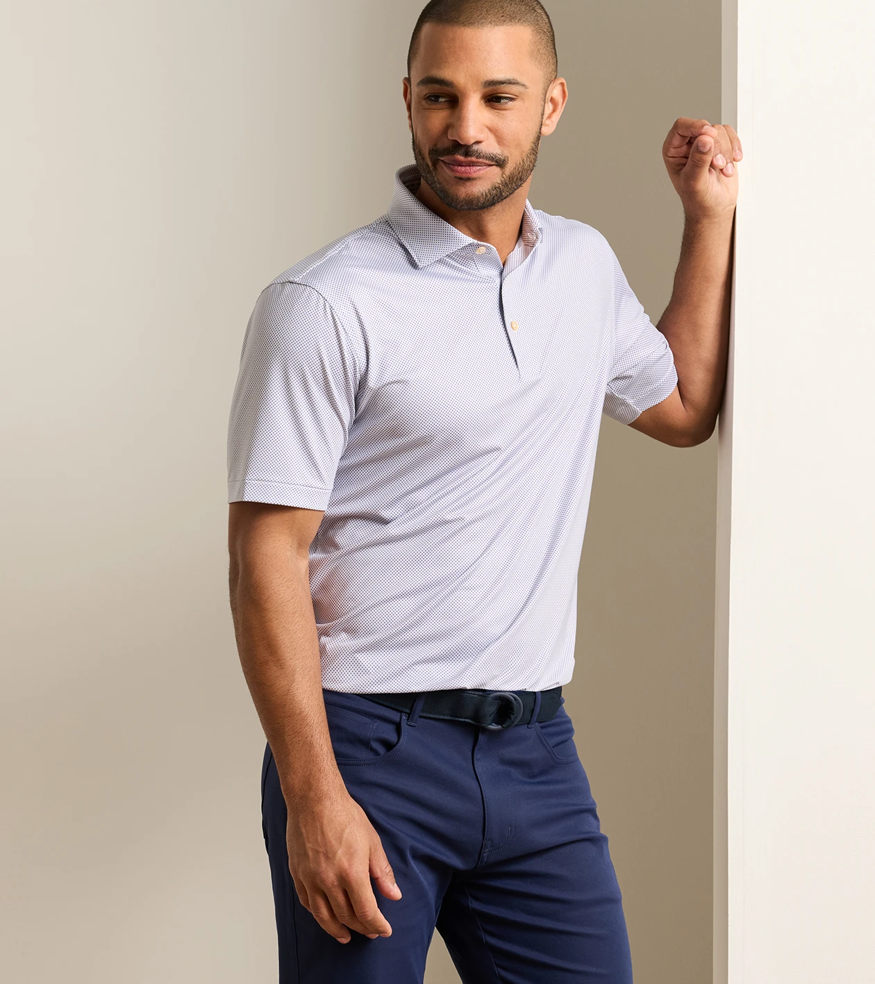 Phoenix Performance Jersey Polo in WHITE / BAIL BLUE - Alternate Image 1
