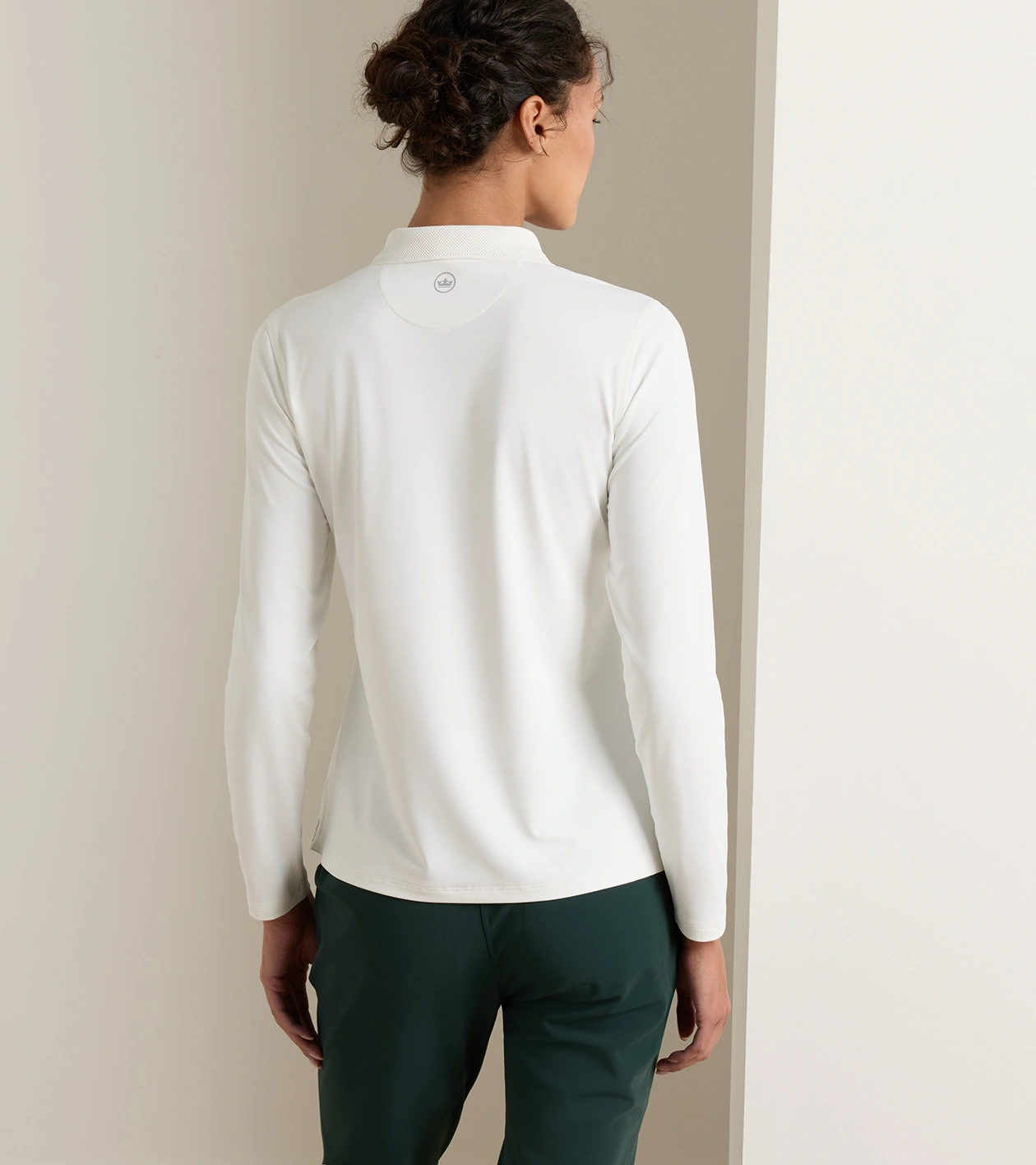 Keswick Long-Sleeve Button Polo in SOFT WHITE - Alternate Image 2