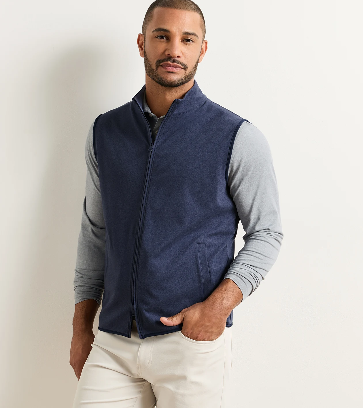 Ardent Air Performance Full-Zip Vest in Navy - Alternate Image 1