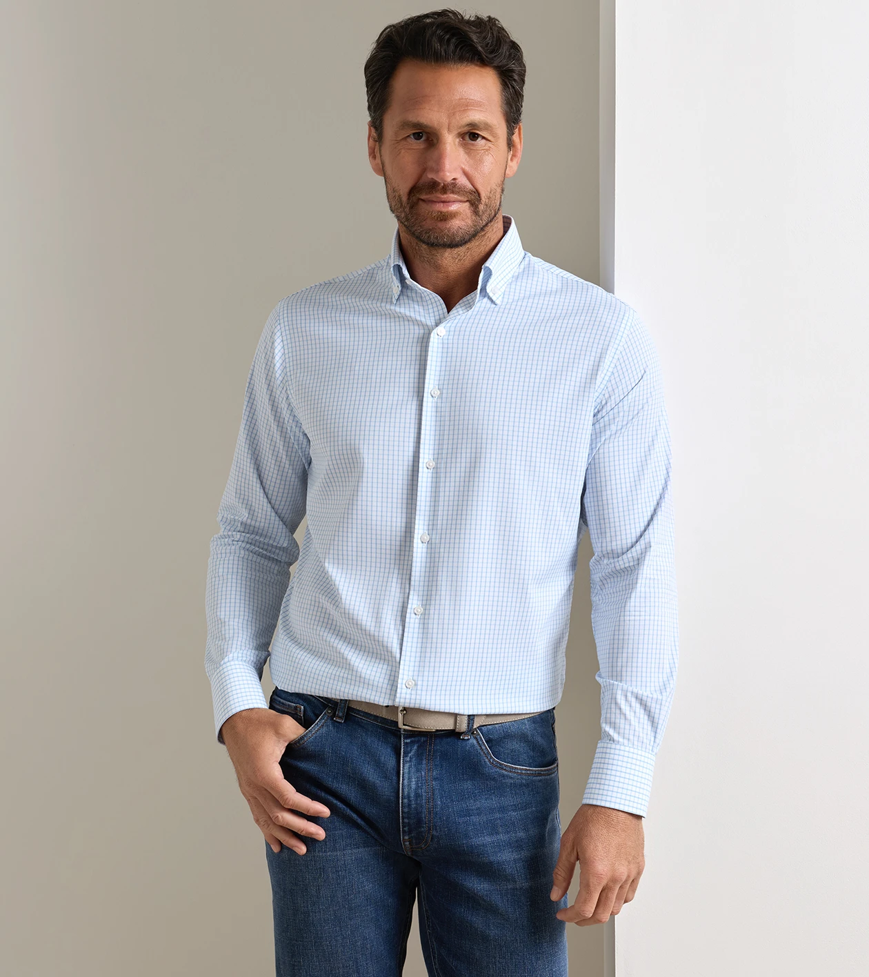 Hanford Performance Twill Sport Shirt in Cottage Blue - Alternate Image 1