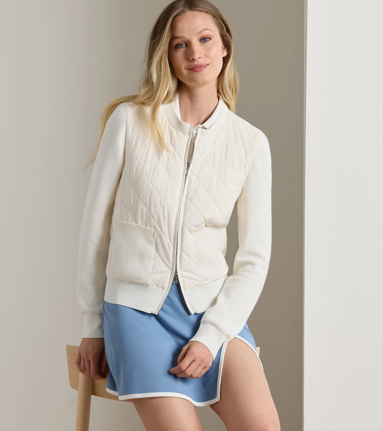 Coolspun Lite Cotton Hybrid Cardigan in SOFT WHITE - Alternate Image 1