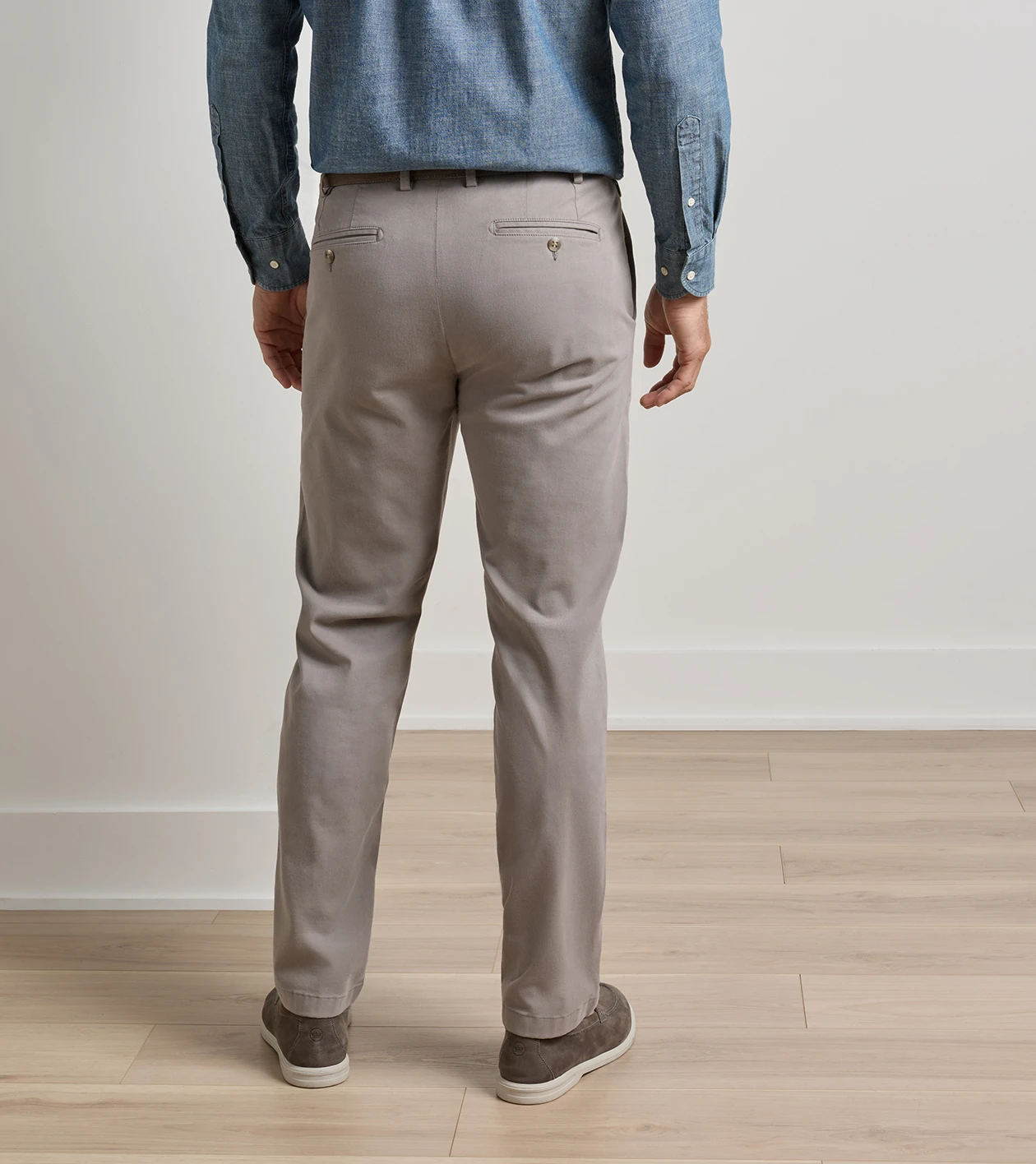 Signature Sateen Flat Front Trouser in Gale Grey - Alternate Image 2