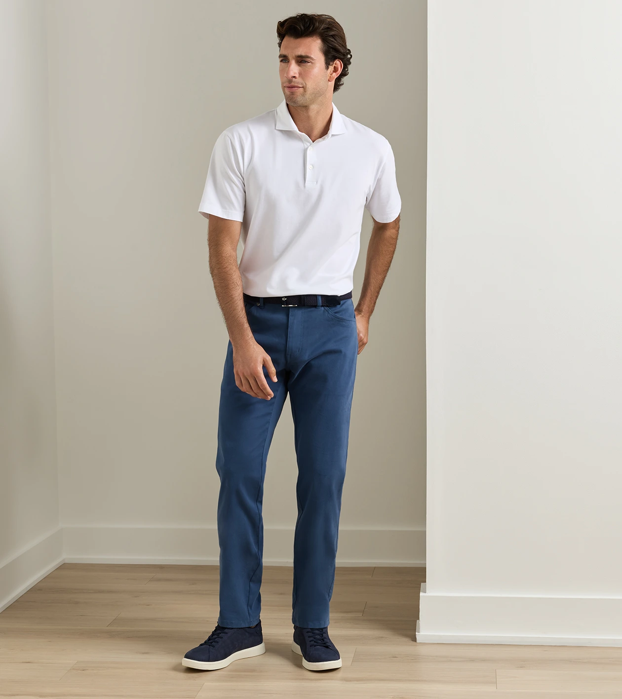 Signature Sateen Five-Pocket Pant in Navy - Alternate Image 1