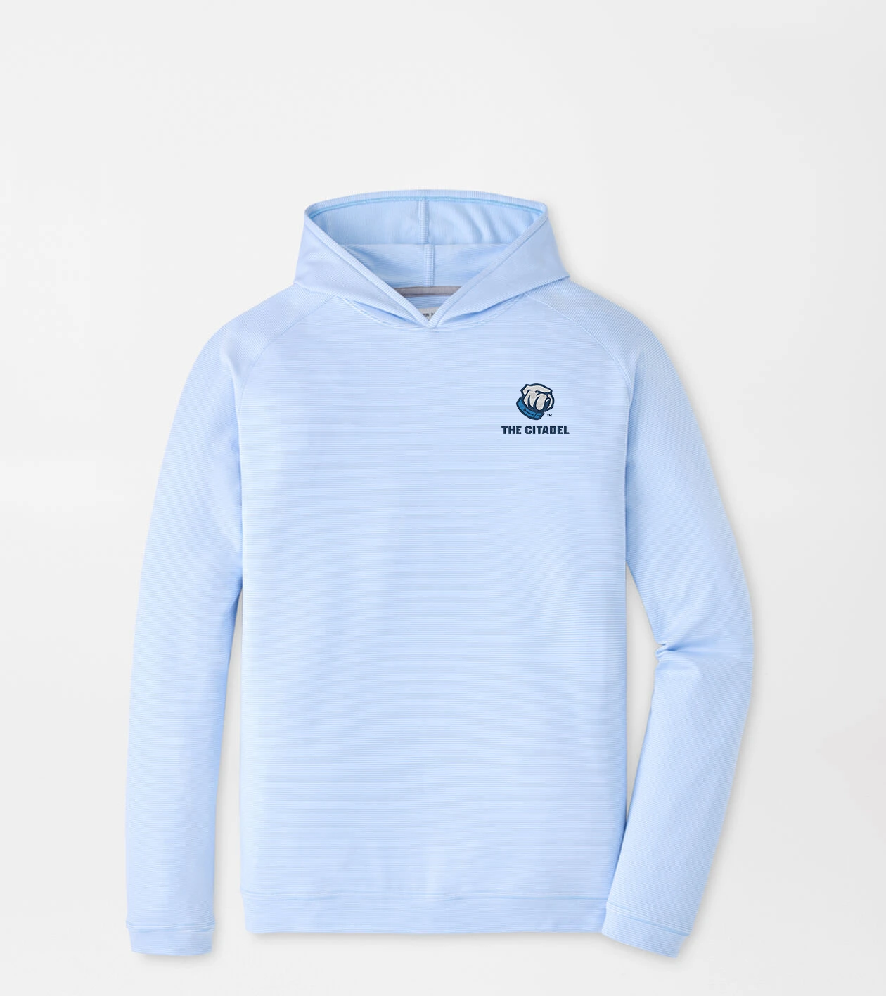 The Citadel Pine Sugar Stripe Performance Hoodie in Cottage Blue
