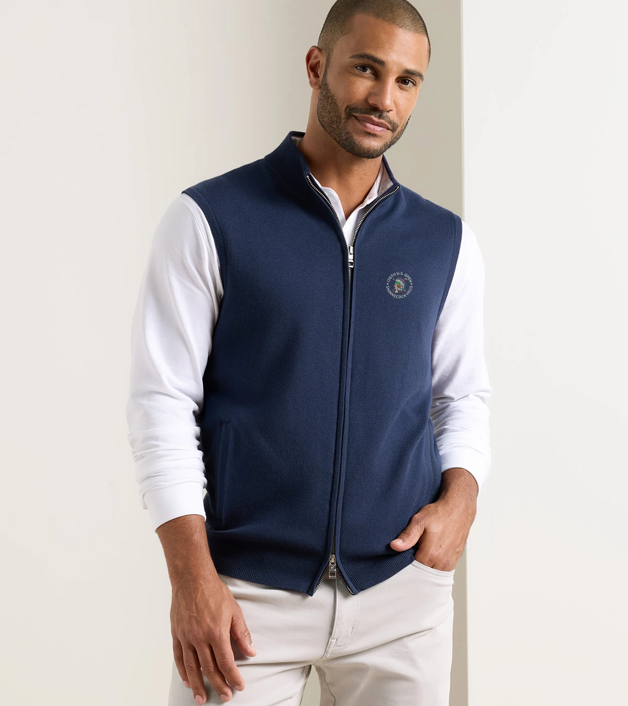 126th U.S. Open Coolspun Lite Full-Zip Sweater Vest in Navy - Alternate Image 1