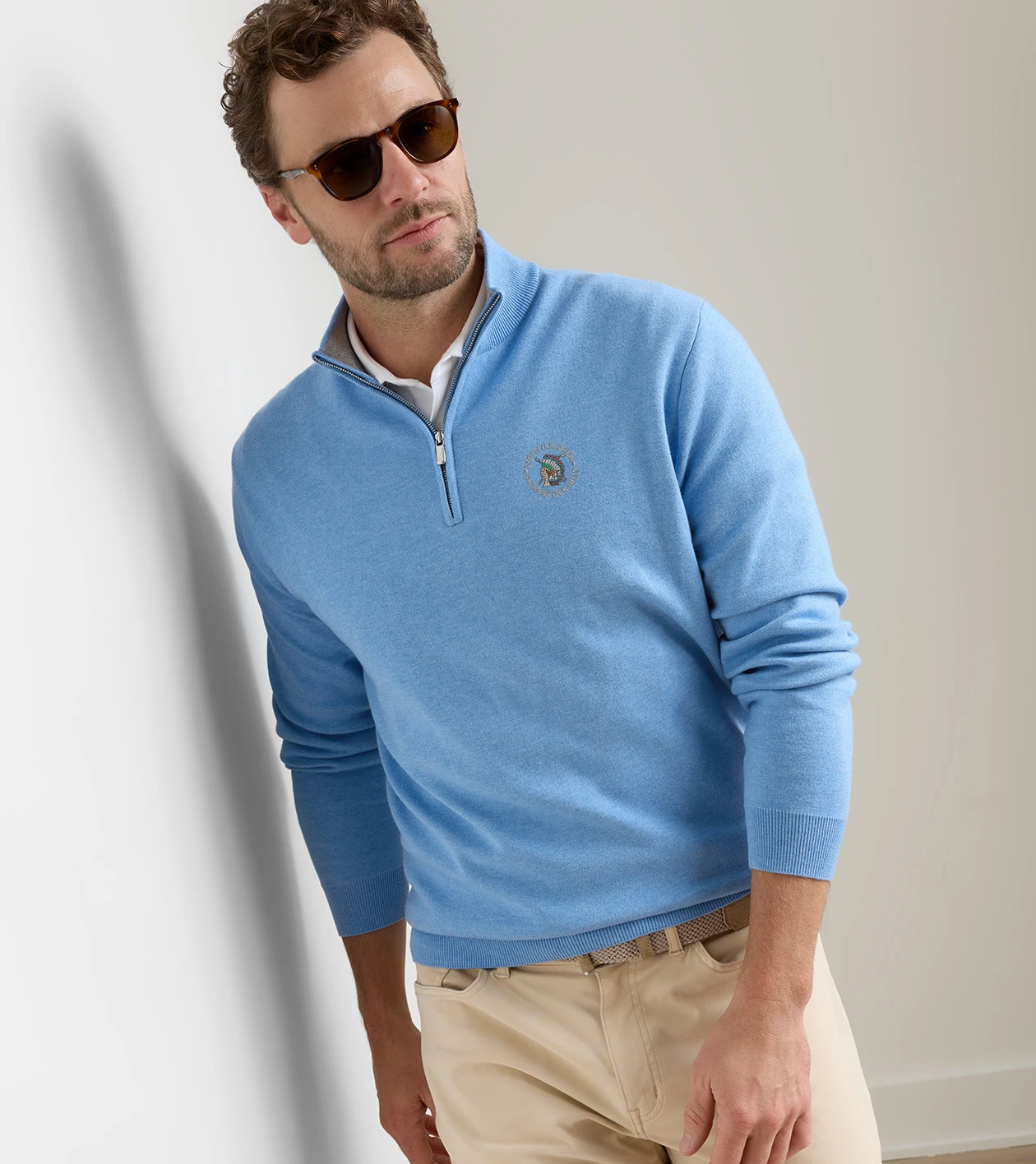 126th U.S. Open Coolspun Lite Cotton Quarter-Zip Sweater in BLUEBIRD - Alternate Image 1