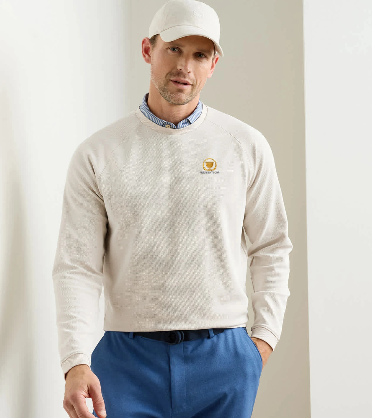 16th Presidents Cup Cradle Piqu&eacute; Performance Crewneck in Almond - Alternate Image 1