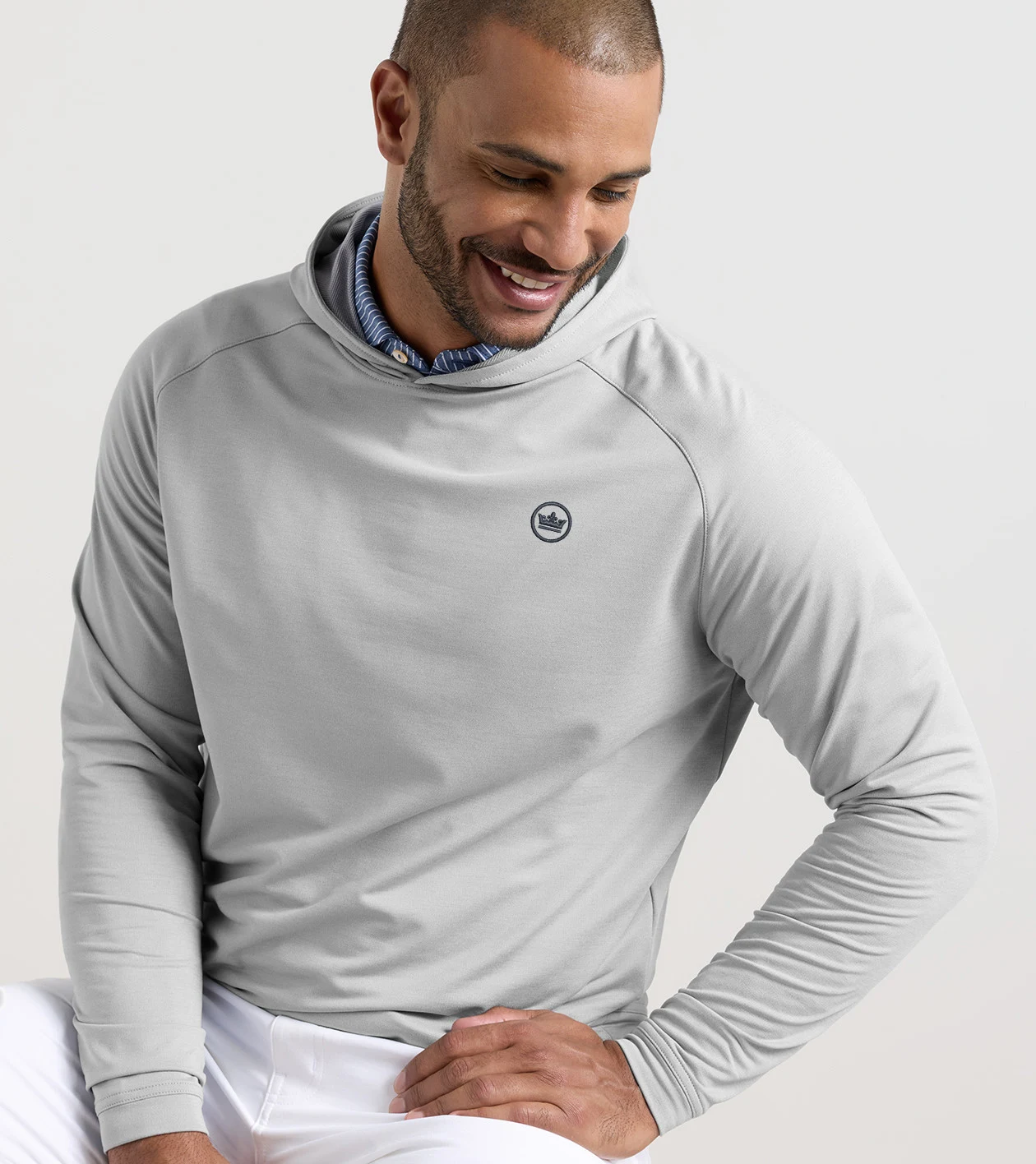 Crown Seal Logo Pine Performance Hoodie in Gale Grey - Alternate Image 1