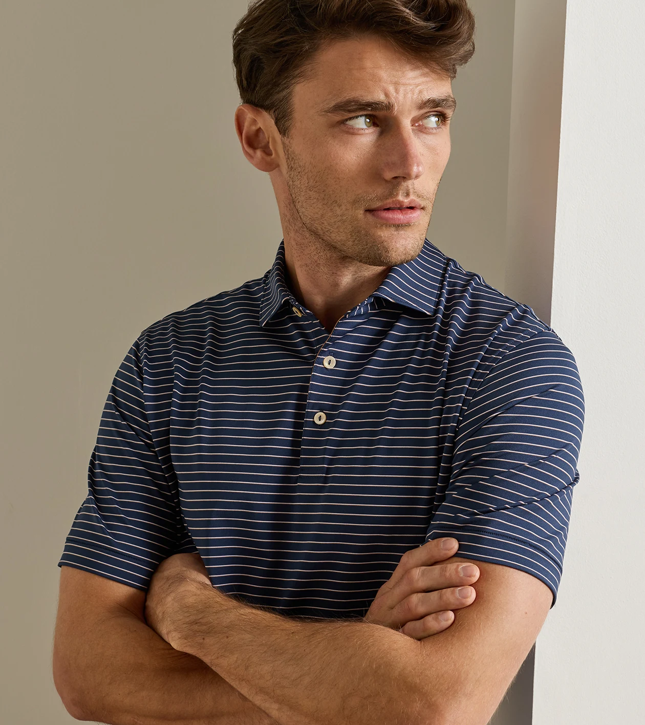 Oaks Performance Jersey Polo in Navy - Alternate Image 4