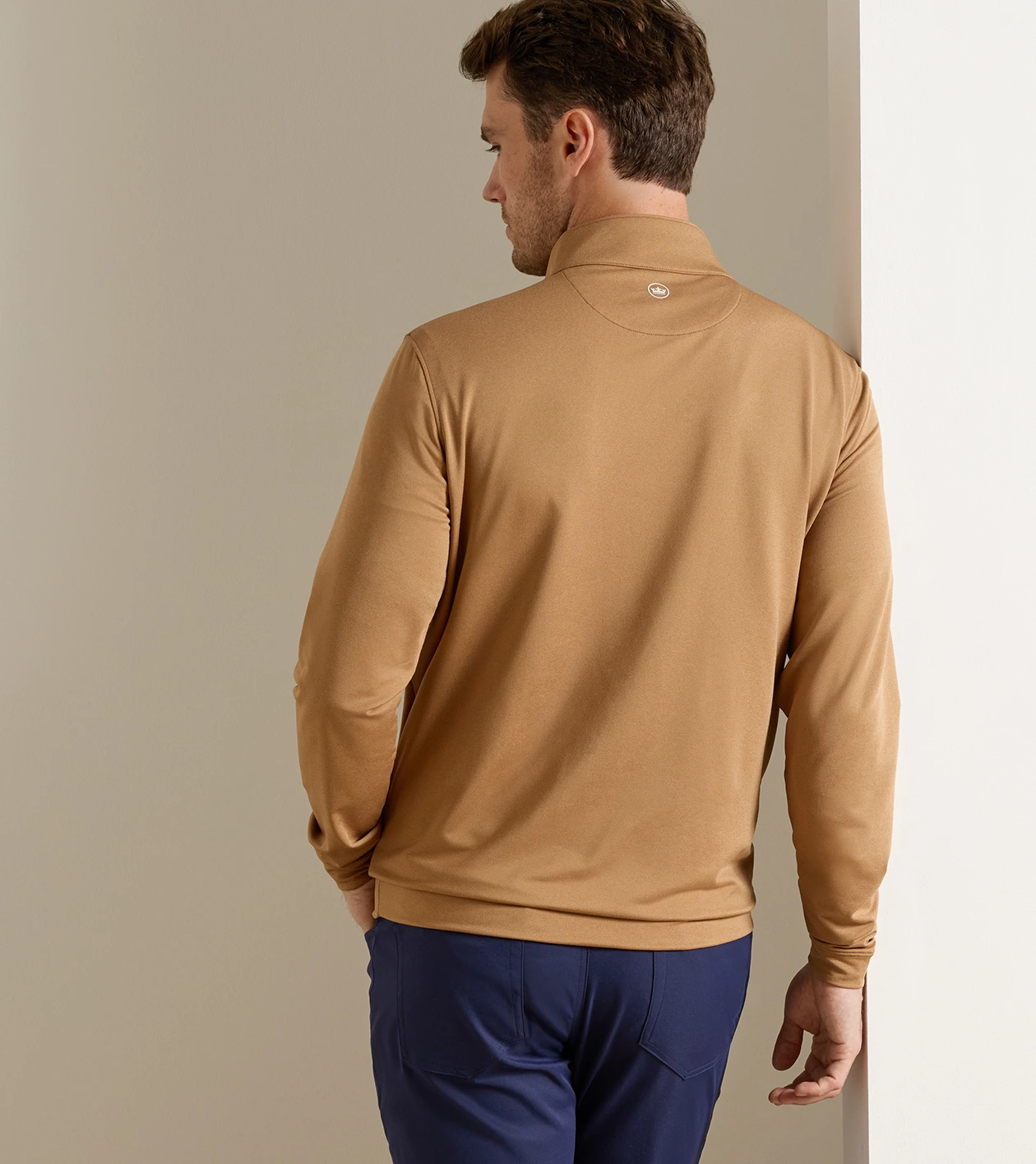 Perth M&eacute;lange Performance Quarter-Zip in Dark Amber - Alternate Image 2