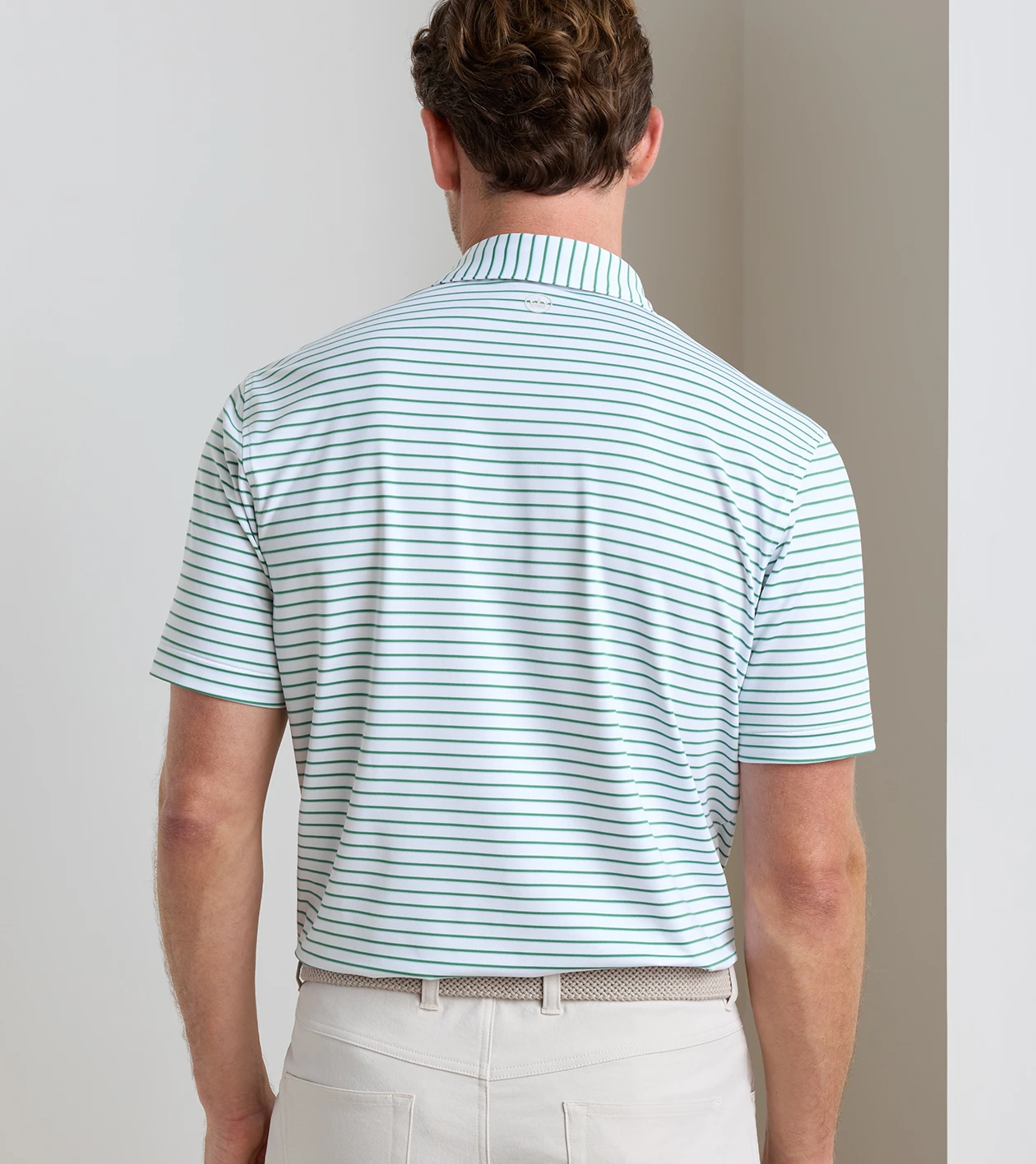 Dunnes Performance Jersey Polo in White / Snow Pea - Alternate Image 2