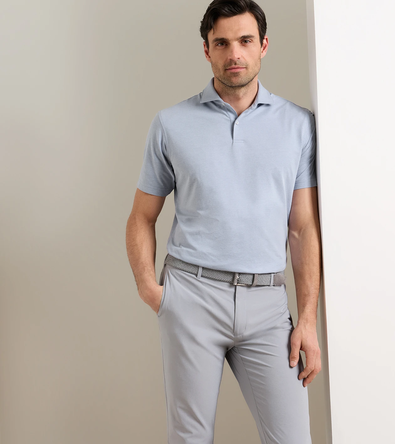 Albatross Cotton-Blend Piqu&eacute; Polo in WINDY BLUE - Alternate Image 1