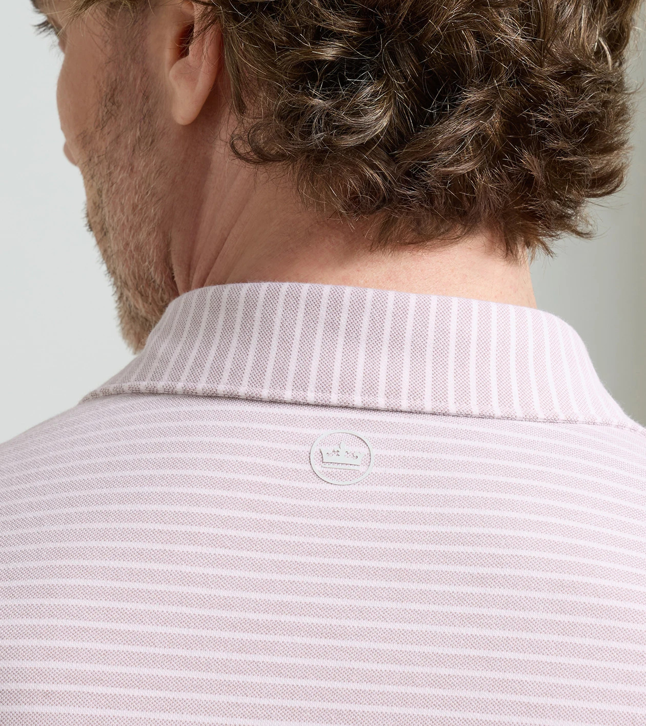 Albatross Stripe Cotton-Blend Piqu&eacute; Polo in FADED SCARLET - Alternate Image 3