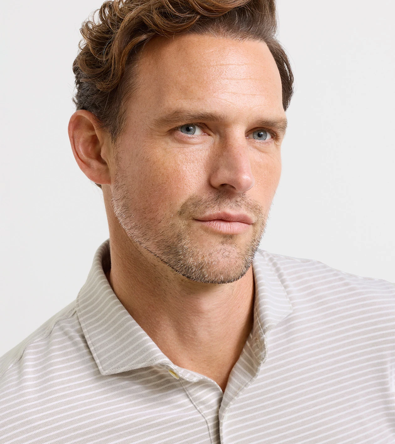 Albatross Stripe Cotton-Blend Piqu&eacute; Polo in SUMMER DUNES - Alternate Image 4