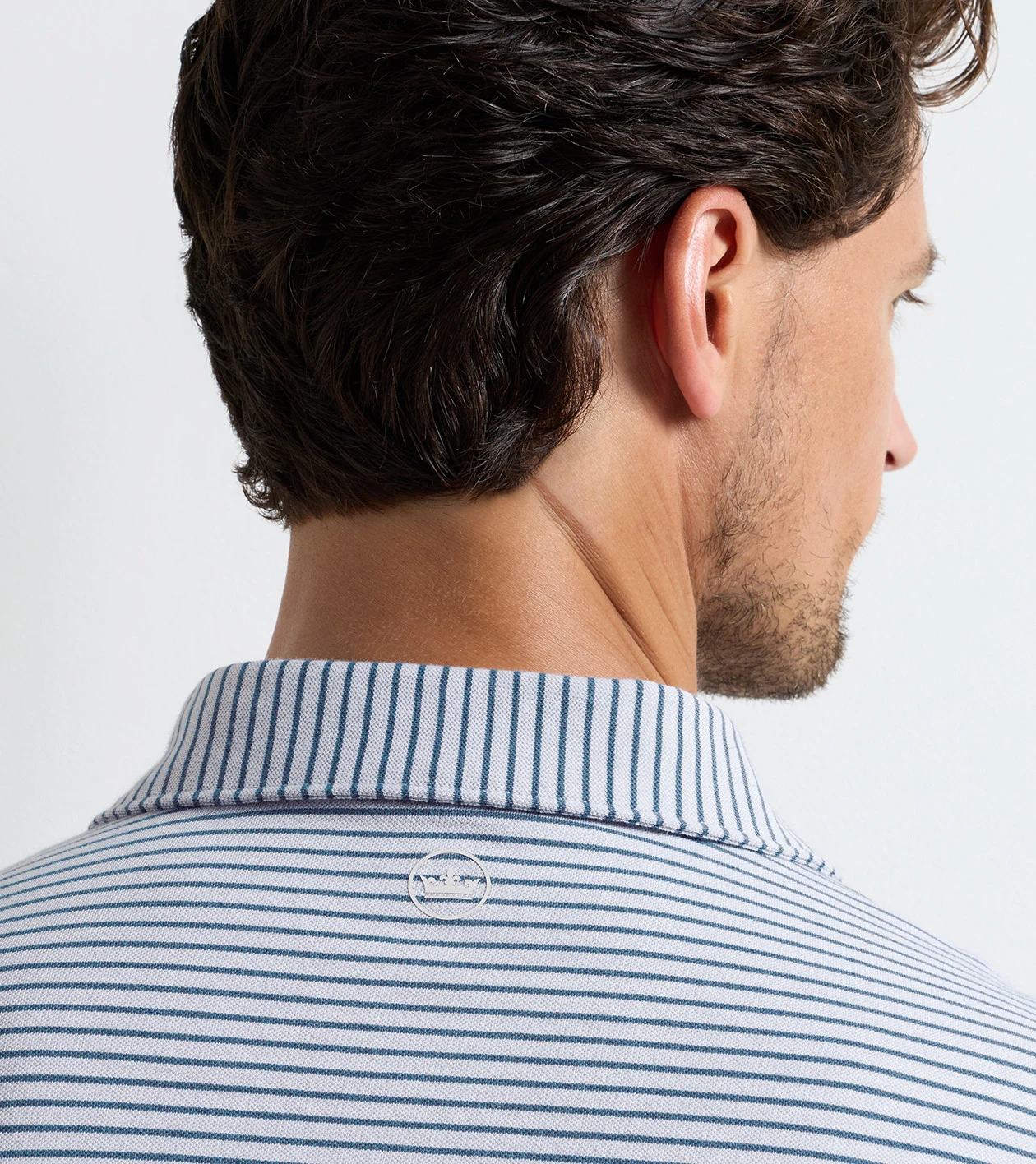 Albatross Stripe Cotton-Blend Piqu&eacute; Polo in Gale Grey - Alternate Image 3