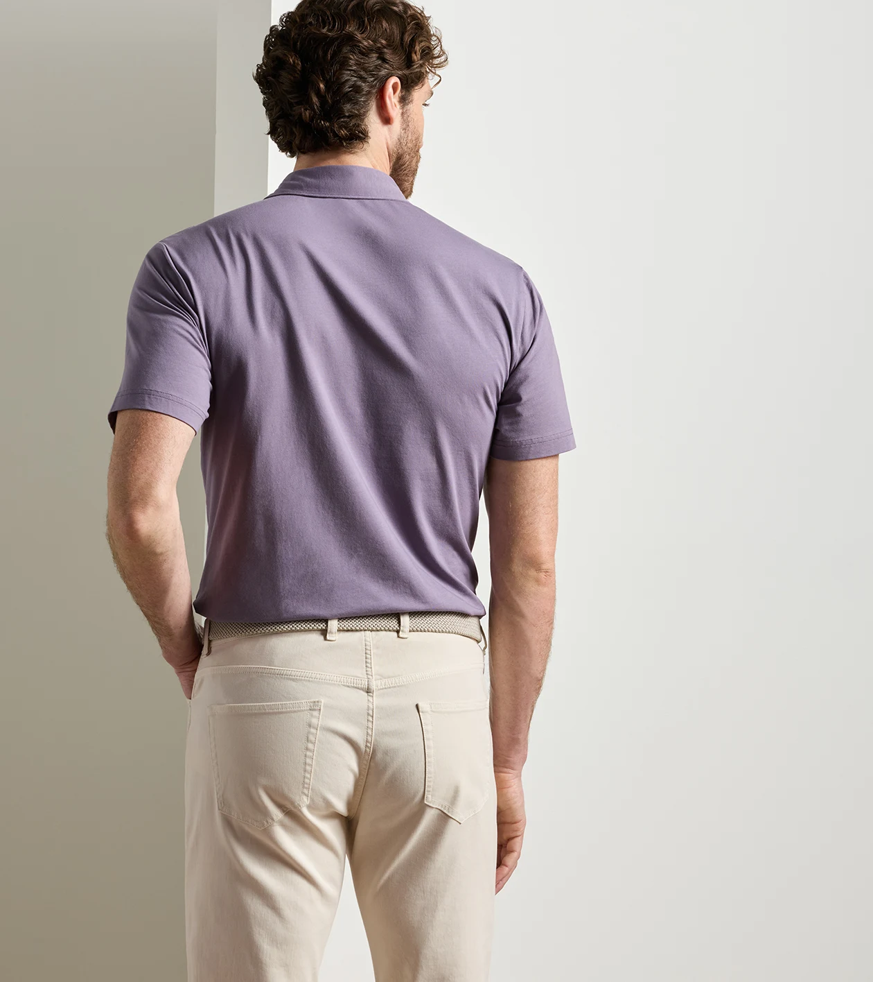 Crown Flex Cotton Short-Sleeve Polo in PURPLE FIG - Alternate Image 2