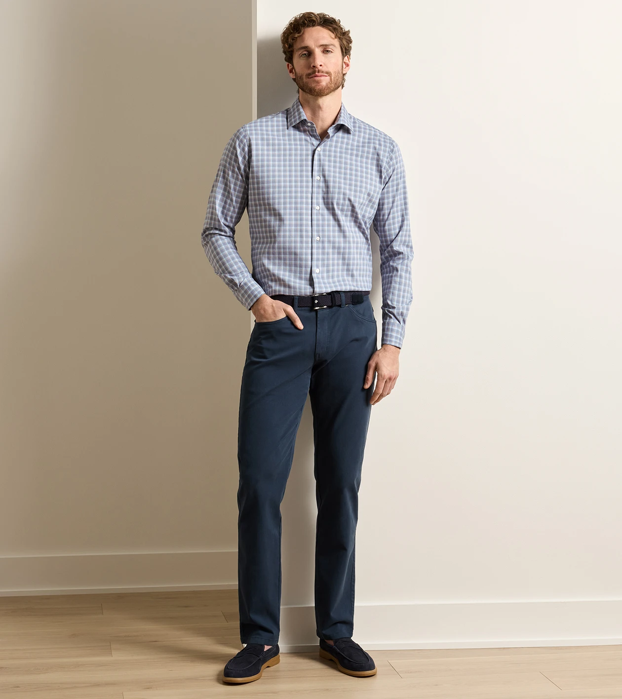 Crown Cotton Canvas Five-Pocket Pant in ATLANTIC NAVY - Alternate Image 1